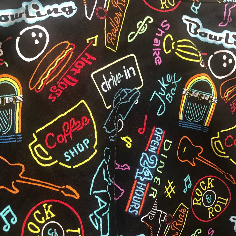 Vintage neon sign print mini skirt
